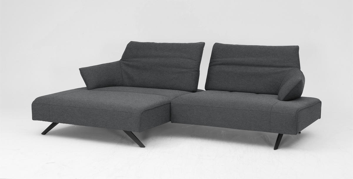 ECKSOFA in Struktur Hellgrau  - Anthrazit/Hellgrau, Design, Textil/Metall (165/276cm) - Himolla