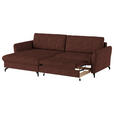 ECKSOFA in Flachgewebe, Leinenoptik Rotbraun  - Rotbraun/Schwarz, Design, Textil/Metall (170/242cm) - Xora