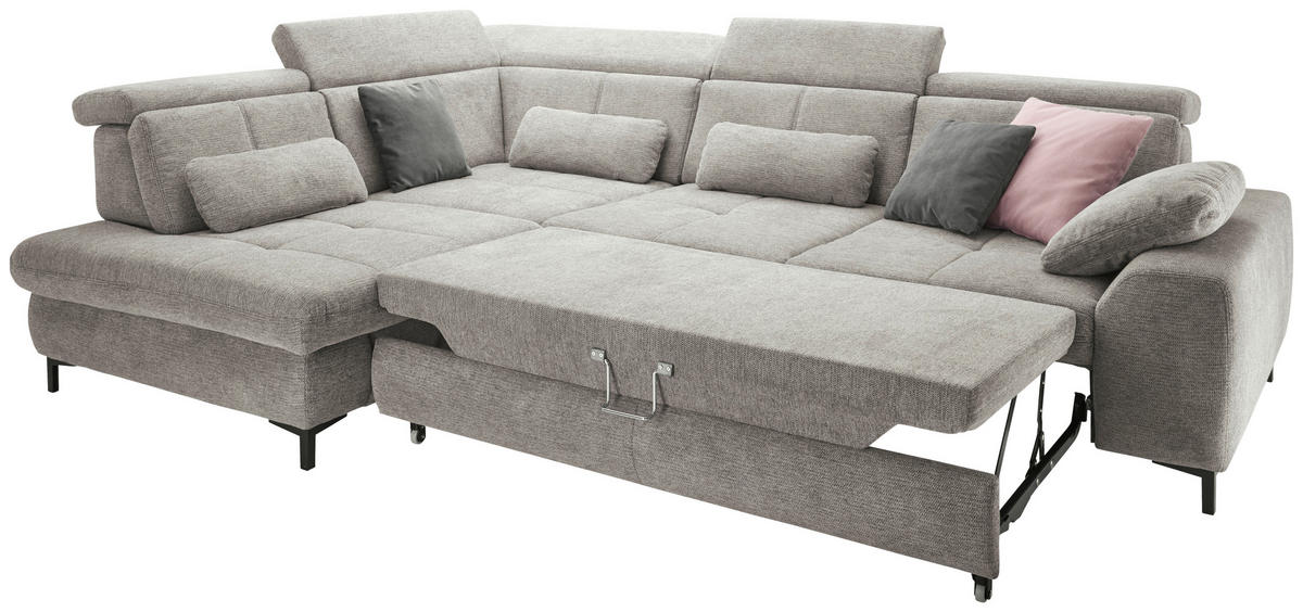 ECKSOFA Grau Webstoff  - Schwarz/Grau, KONVENTIONELL, Textil/Metall (220/314cm) - SetOne by Musterring