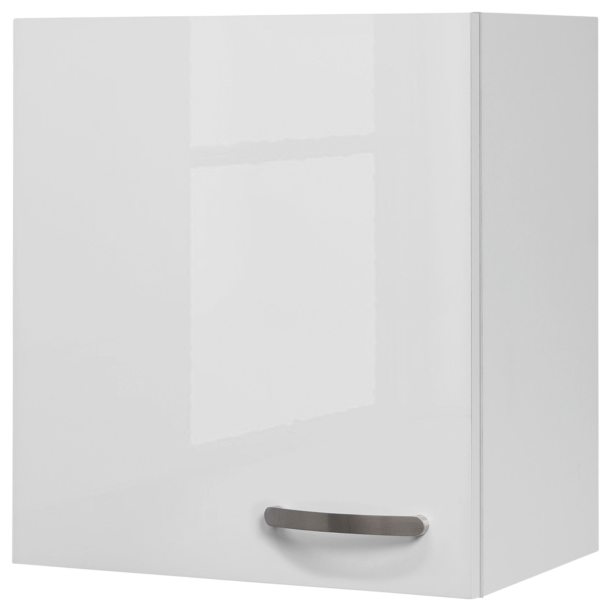 KÜCHENOBERSCHRANK 50/54,8/32 cm  in Weiß, Weiß Hochglanz  - Edelstahlfarben/Weiß Hochglanz, MODERN, Holzwerkstoff/Metall (50/54,8/32cm) - FlexWell