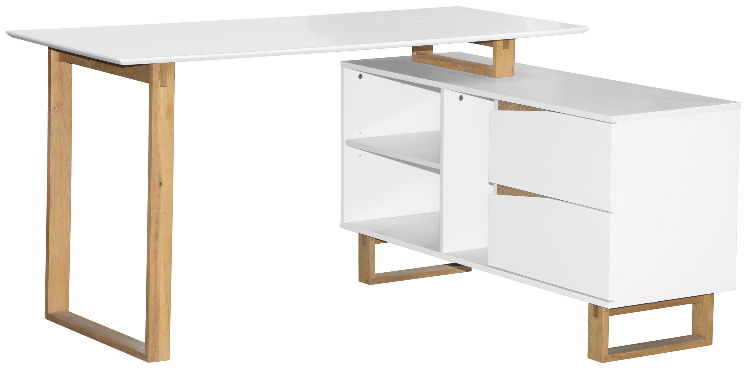 ECKSCHREIBTISCH 140/120/75 cm  in Weiß, Eichefarben  - Eichefarben/Weiß, MODERN, Holz/Holzwerkstoff (140/120/75cm) - Venda
