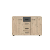 SIDEBOARD  130/83/41 cm 4 Schublade(n)  - Eichefarben/Schwarz, KONVENTIONELL, Holzwerkstoff/Kunststoff (130/83/41cm) - Boxxx