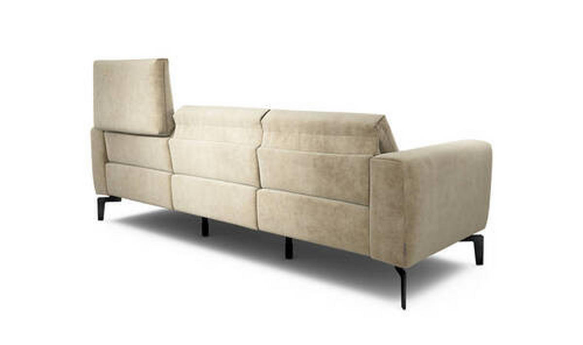 3-SITZER-SOFA in Samt Sandfarben  - Sandfarben/Schwarz, Design, Textil/Metall (250/86/86-94cm) - SENSOO