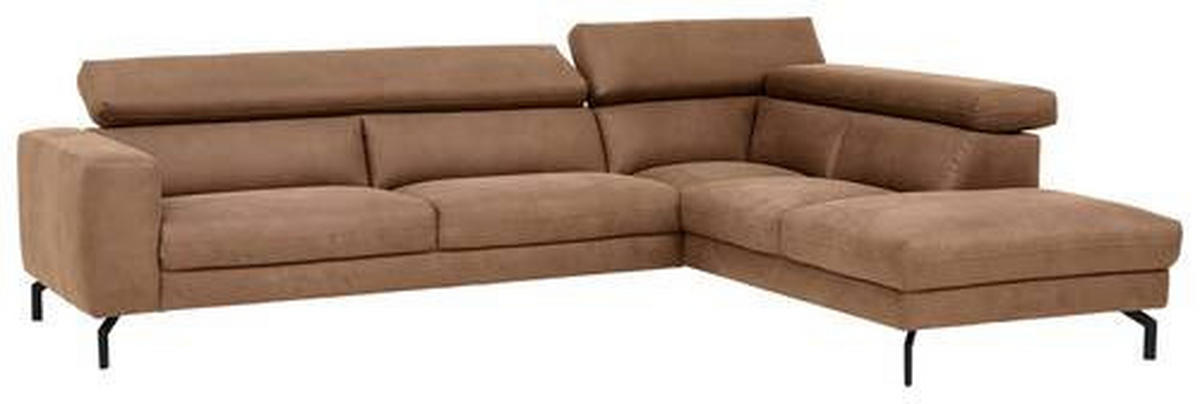 ECKSOFA in Mikrofaser Braun  - Schwarz/Braun, Modern, Textil/Metall (305/233cm) - Trendmanufaktur