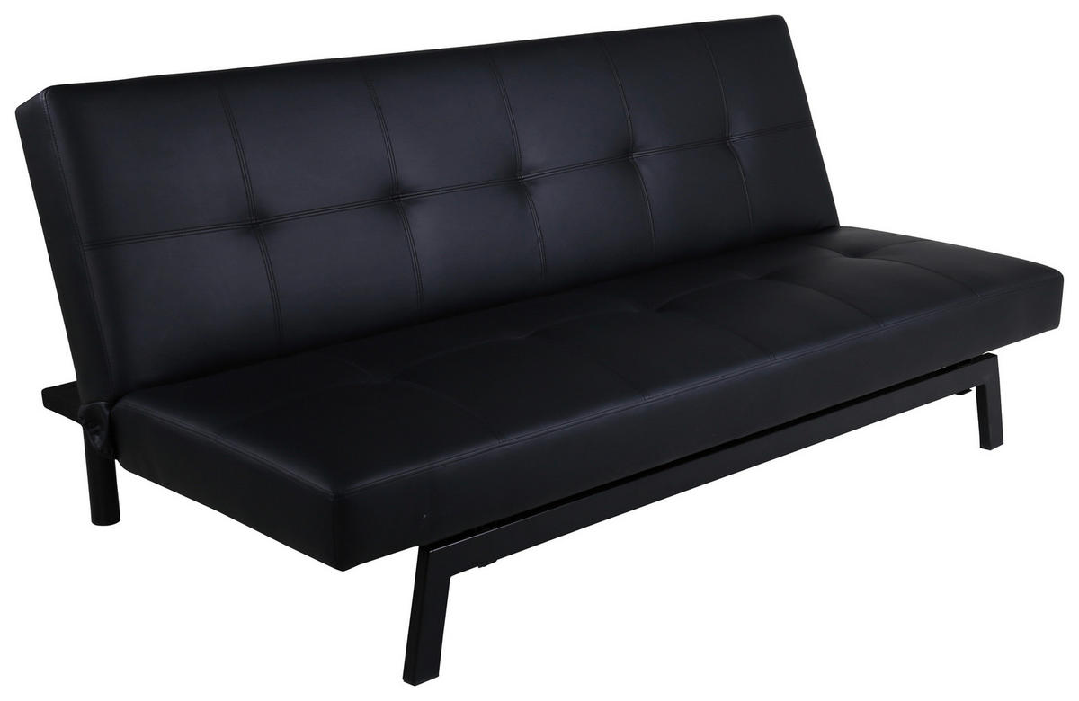 SCHLAFSOFA in Lederlook Schwarz  - Schwarz, Design, Textil/Metall (180/80/55cm) - Livetastic