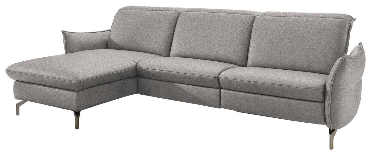ECKSOFA in Chenille Grau, Weiss  - Weiss/Grau, Modern, Textil/Metall (179/233cm) - Livetastic