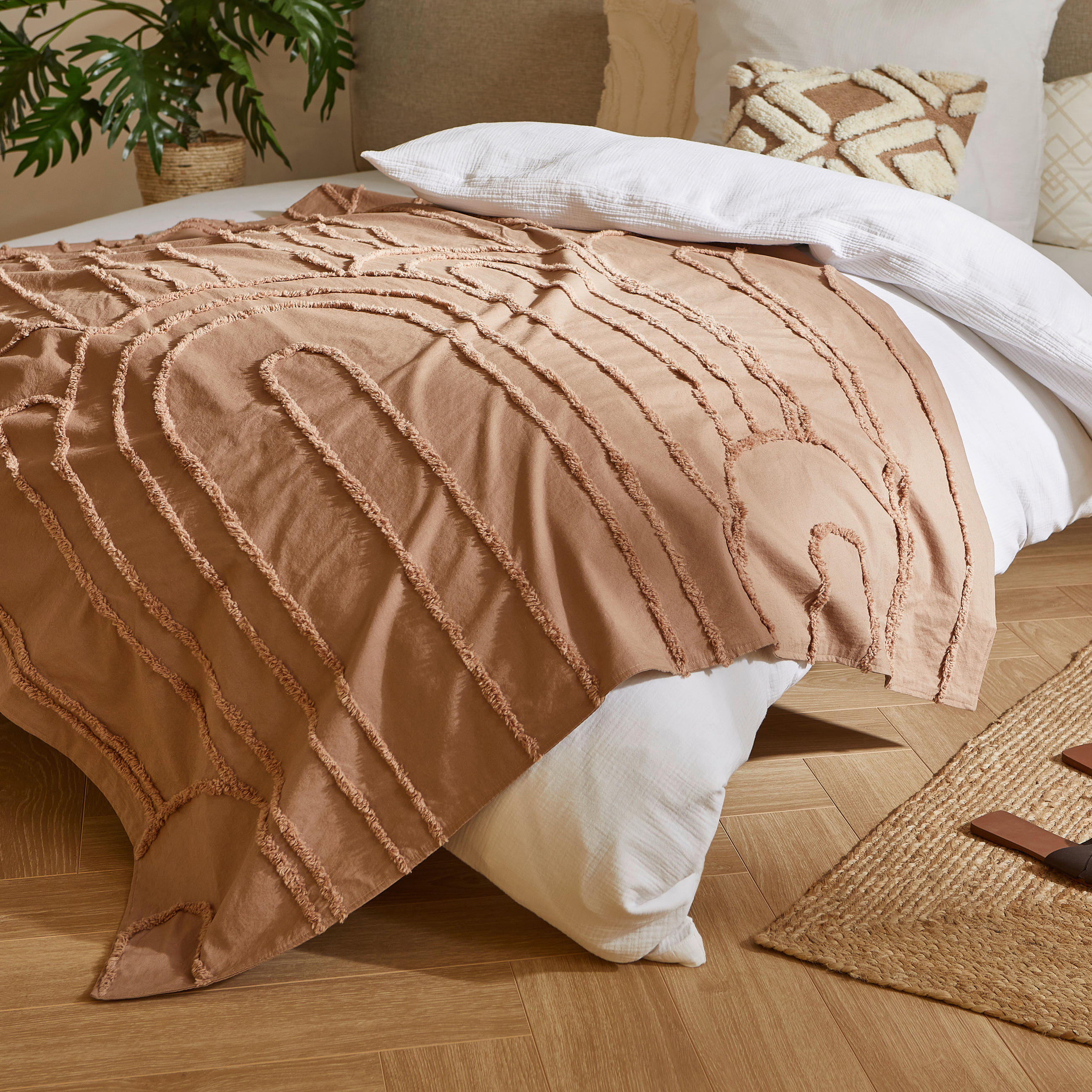 ÜBERWURF - Hellbraun, Trend, Textil (140/200cm) - Ambiente
