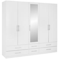 KLEIDERSCHRANK 226/210/54 cm,  in Weiß, 5 Tür(en)  - Silberfarben/Weiß, MODERN, Glas/Holzwerkstoff (226/210/54cm) - Livetastic