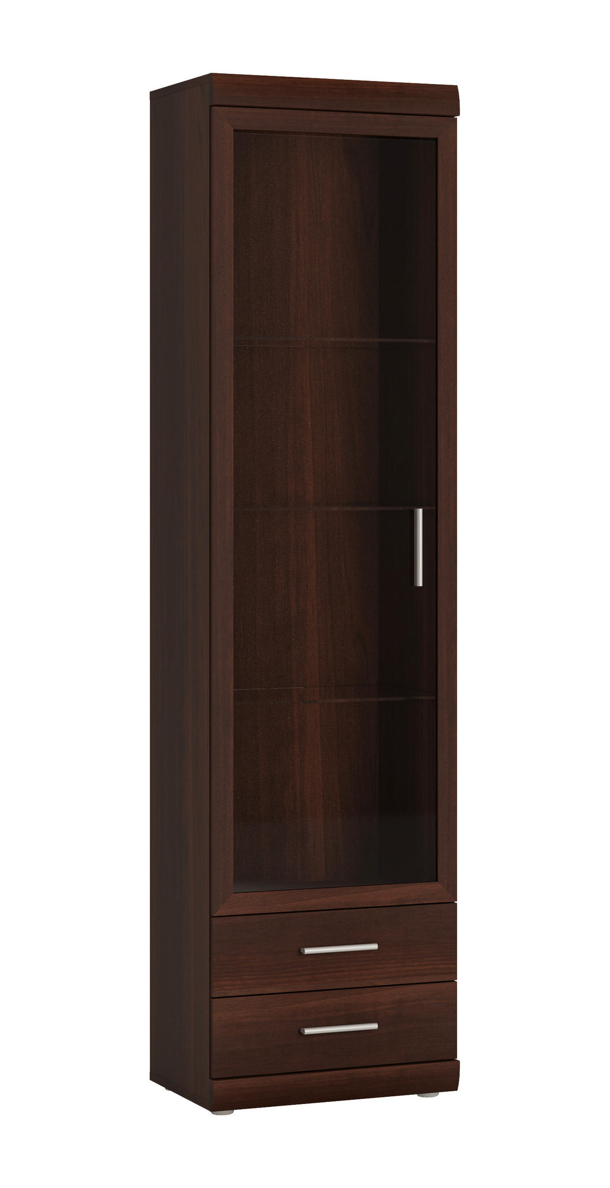 VITRÍNA, barvy vlašských ořechů, 50/195/38 cm - barvy chromu/barvy vlašských ořechů, Konvenční, kompozitní dřevo/plast (50/195/38cm) - Venda