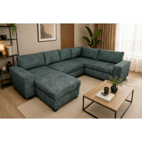 WOHNLANDSCHAFT VALERI Dunkelgrau Chenille  - Dunkelgrau/Schwarz, Design, Kunststoff/Textil (157/305/208cm) - MID.YOU
