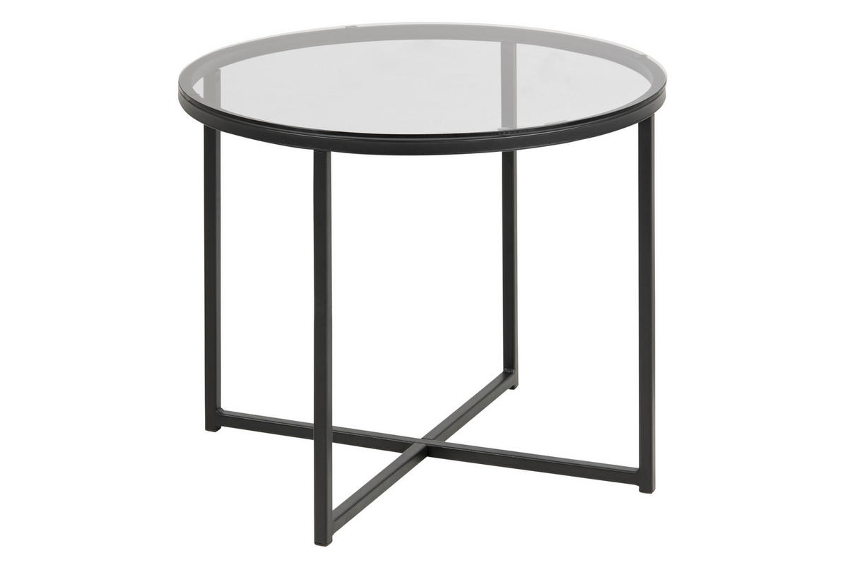 BEISTELLTISCH in Metall, Glas 55/55/45 cm  - Schwarz, Konventionell, Glas/Metall (55/55/45cm) - MID.YOU