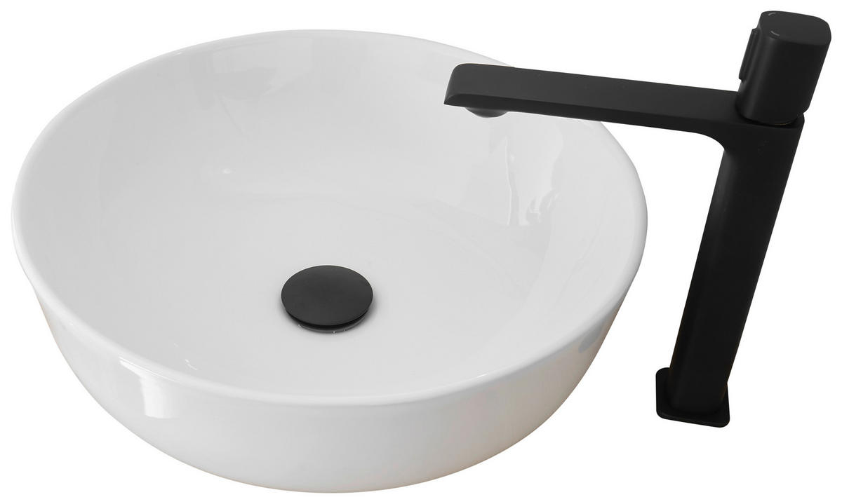 WASCHBECKEN 42/13,5/42 cm  - Weiß, KONVENTIONELL, Stein (42/13,5/42cm) - home24