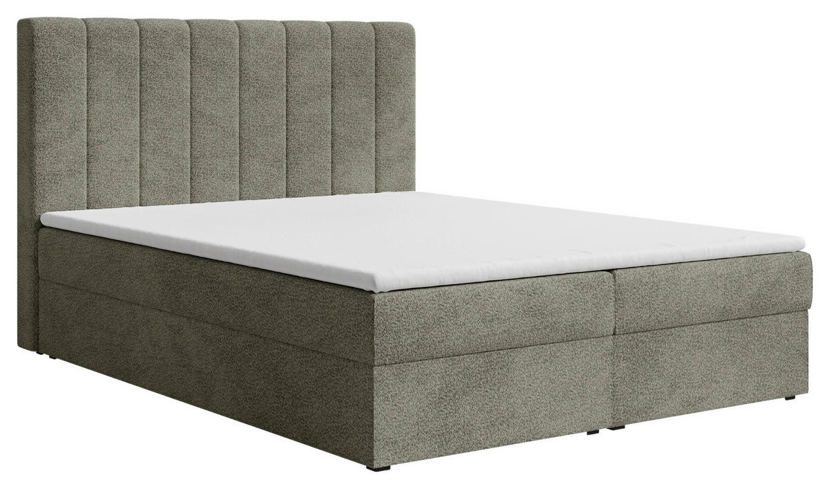 BOXBETT 160/200 cm,  in Grün, Bettkasten, Topper,  - Schwarz/Grün, MODERN, Holz/Kunststoff (160/200cm) - MID.YOU