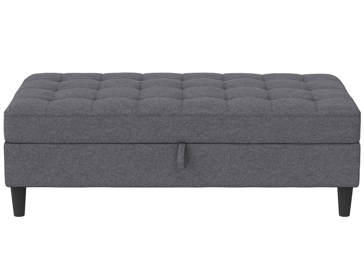 HOCKER PALERMO Webstoff, Leinenoptik Grau  - Schwarz/Grau, Basics, Kunststoff/Textil (130/43/69cm) - Livetastic