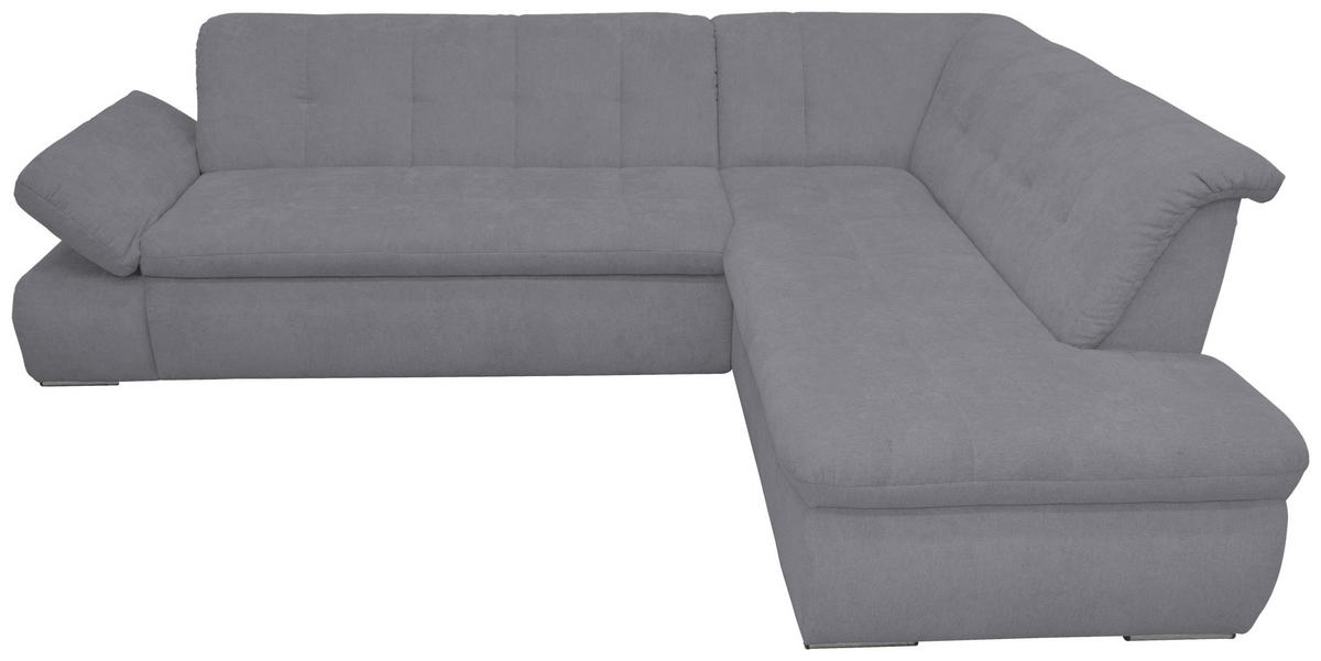 ECKSOFA Dunkelgrau Mikrofaser  - Chromfarben/Dunkelgrau, KONVENTIONELL, Textil/Metall (273/216cm) - MID.YOU