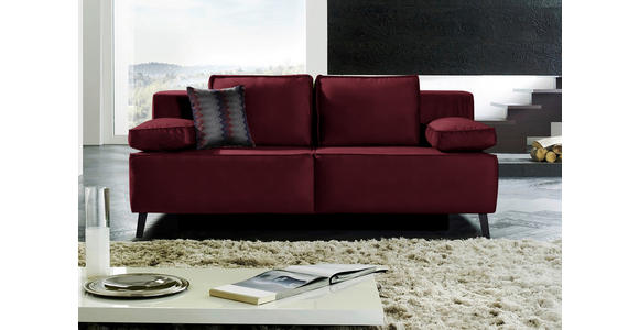 SCHLAFSOFA Percy in Weinrot  - Weinrot/Schwarz, KONVENTIONELL, Textil/Metall (197/91/88cm) - Novel