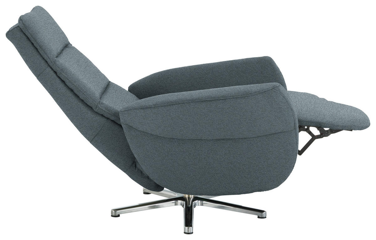 RELAXSESSEL in Textil Blaugrau  - Chromfarben/Blaugrau, Design, Textil/Metall (78/113/83cm) - Beldomo Speed