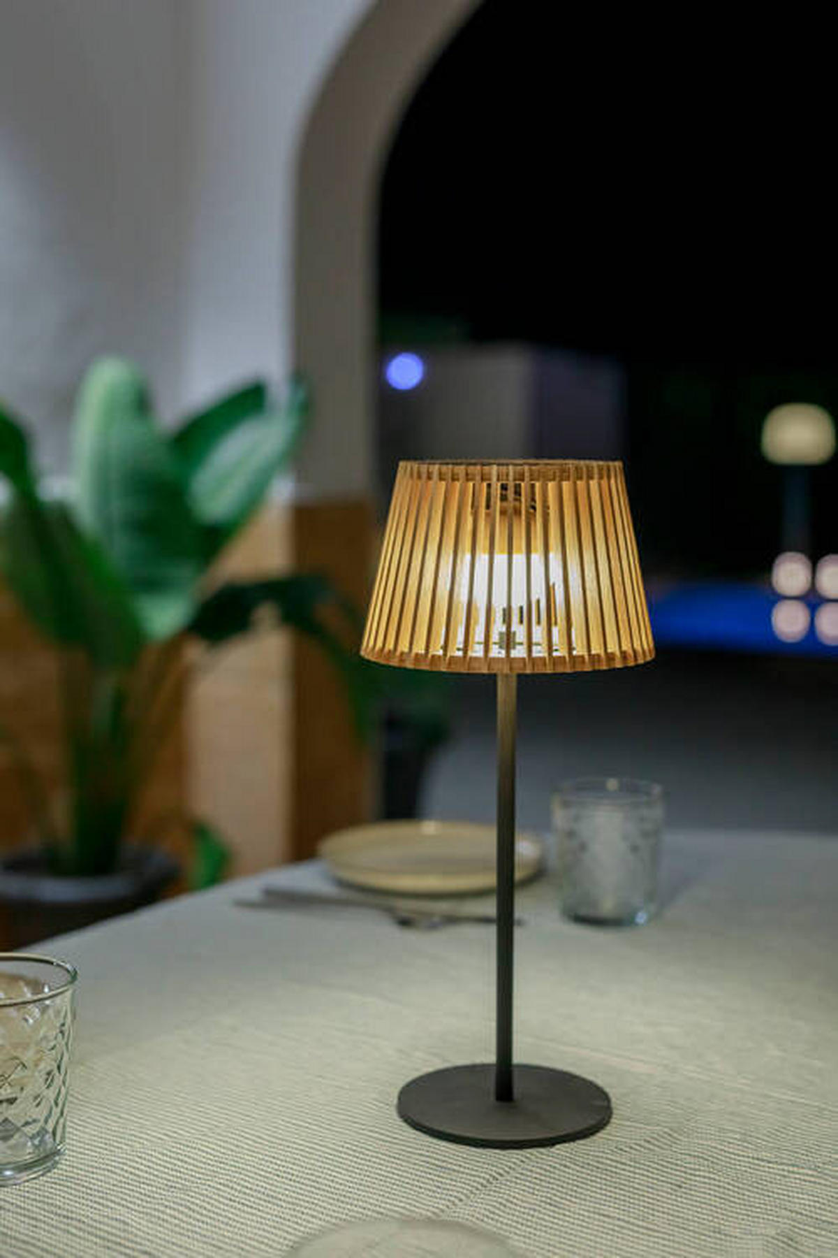 LED-TISCHLEUCHTE Okinawa 16/36/16 cm   - Schwarz/Braun, Natur, Naturmaterialien/Metall (16/36/16cm) - New Garden