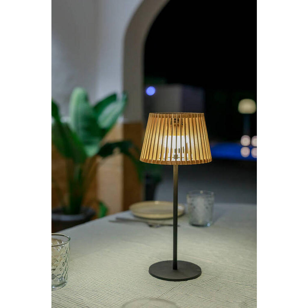 Thumbnail - New Garden Led-Tischleuchte Okinawa, Braun, Schwarz, Naturmaterialien, 16x36x16 cm, höhenverstellbar, 3 Helligkeitsstufe...