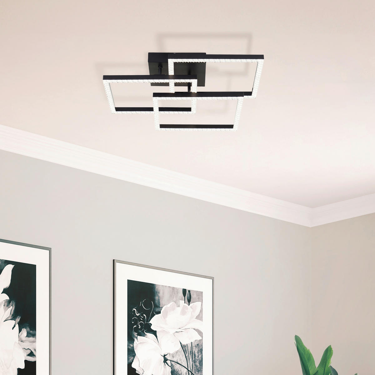 LED-DECKENLEUCHTE    46,5/46,5/10,2 cm  - Schwarz, Basics, Kunststoff/Metall (46,5/46,5/10,2cm) - Brilliant