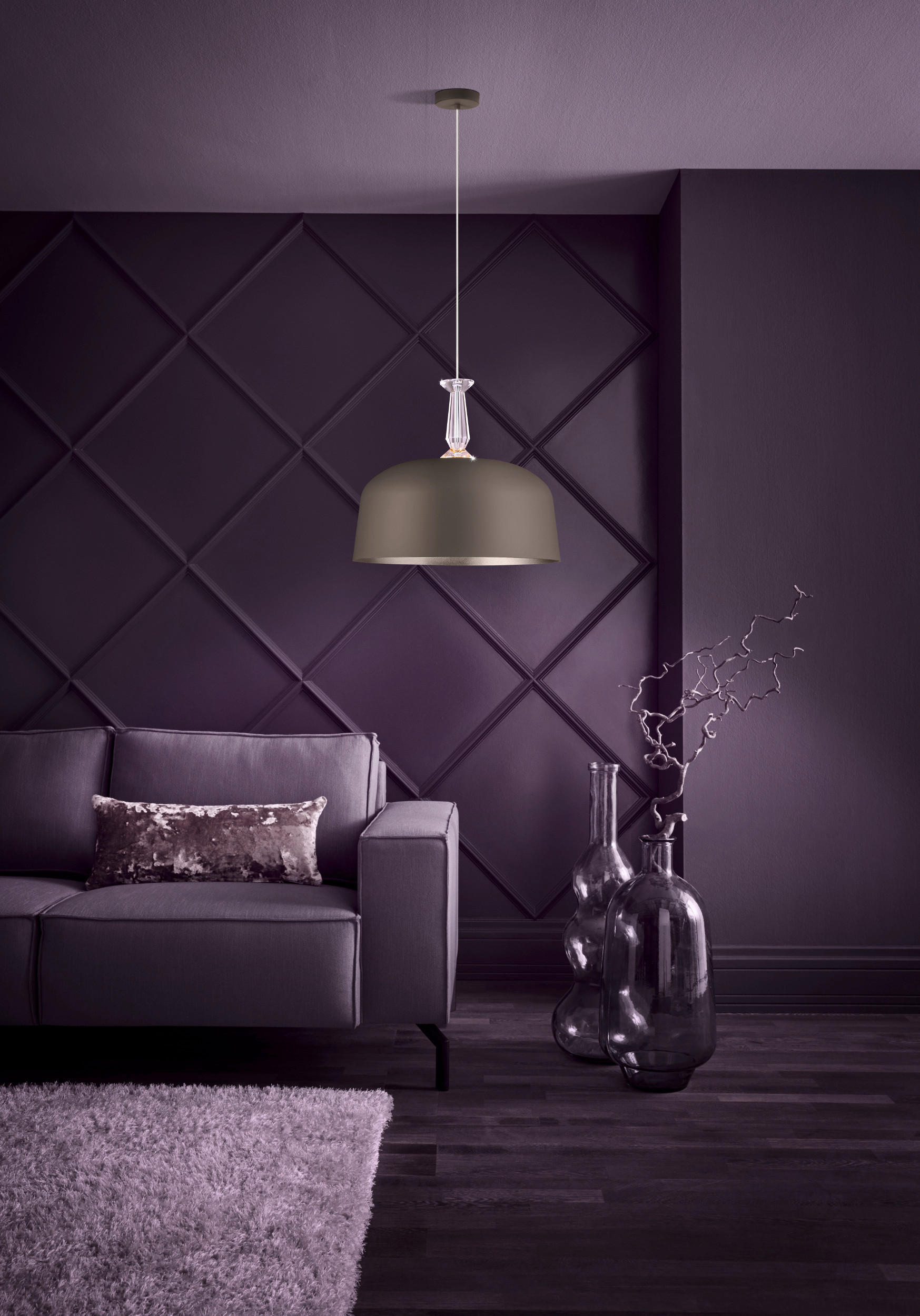 HÄNGELEUCHTE Monte Fuerte 48/110 cm   - Taupe, KONVENTIONELL, Glas/Metall (48/110cm) - Eglo