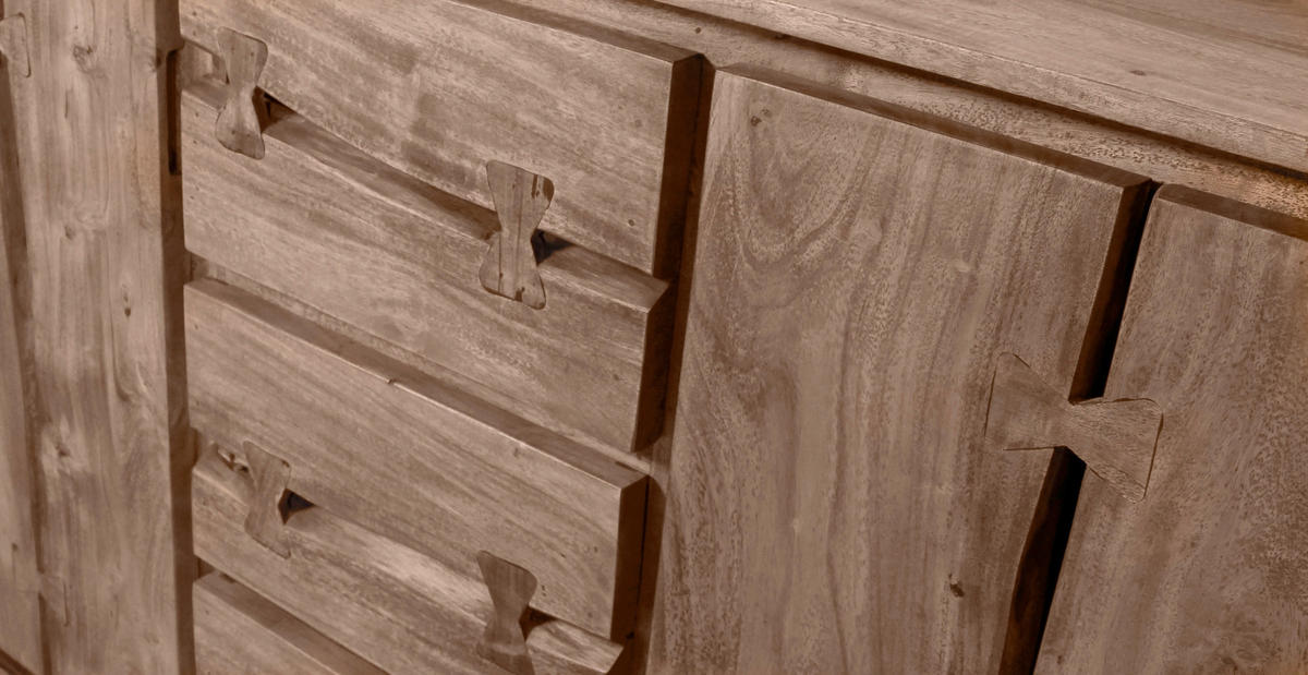 SIDEBOARD  140/90/40 cm 3 Schublade(n)  - Schwarz/Naturfarben, Design, Holz/Metall (140/90/40cm) - MID.YOU