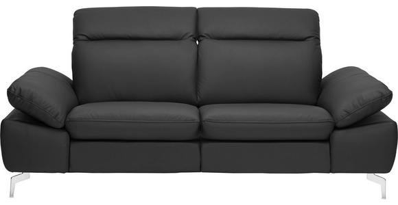 ZWEISITZER-SOFA in Leder, Metall, Textil Chromfarben, Dunkelgrau - Chromfarben/Dunkelgrau, Design, Leder/Textil (200/80/104cm) - Xora