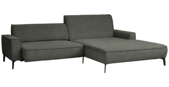 ECKSOFA  in Flachgewebe Dunkelgrün  285/190 cm  - Dunkelgrün/Schwarz, Design, Textil/Metall (285/190cm) - Johann Jakob