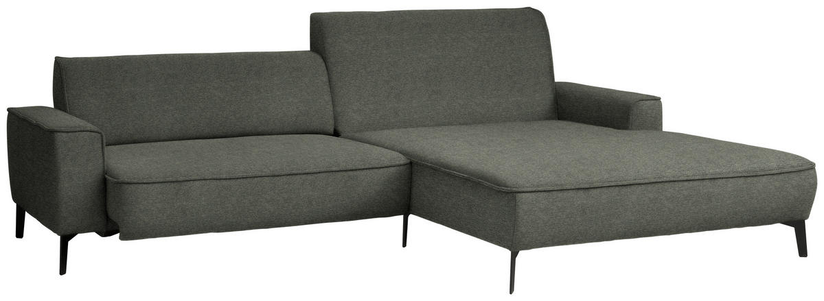 ECKSOFA in Flachgewebe Dunkelgrün  - Dunkelgrün/Schwarz, Design, Textil/Metall (285/190cm) - Johann Jakob
