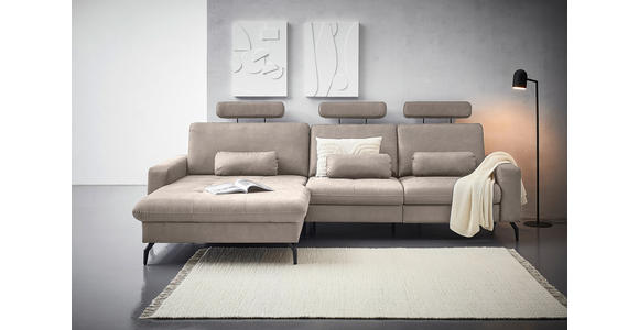 ECKSOFA Grau Mikrofaser  - Schwarz/Grau, KONVENTIONELL, Textil/Metall (180/302cm) - Carryhome