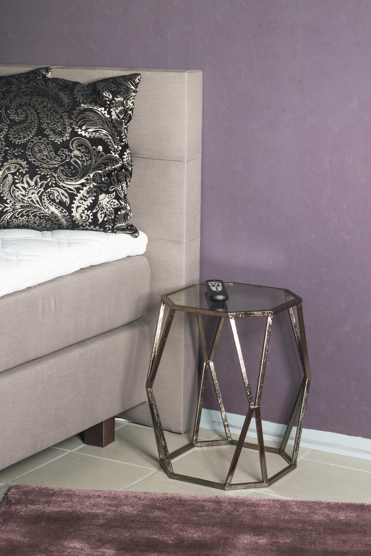 ODKLÁDACÍ STOLEK, bronzová - bronzová, Design, kov/sklo (37/37/50cm) - Ambia Home