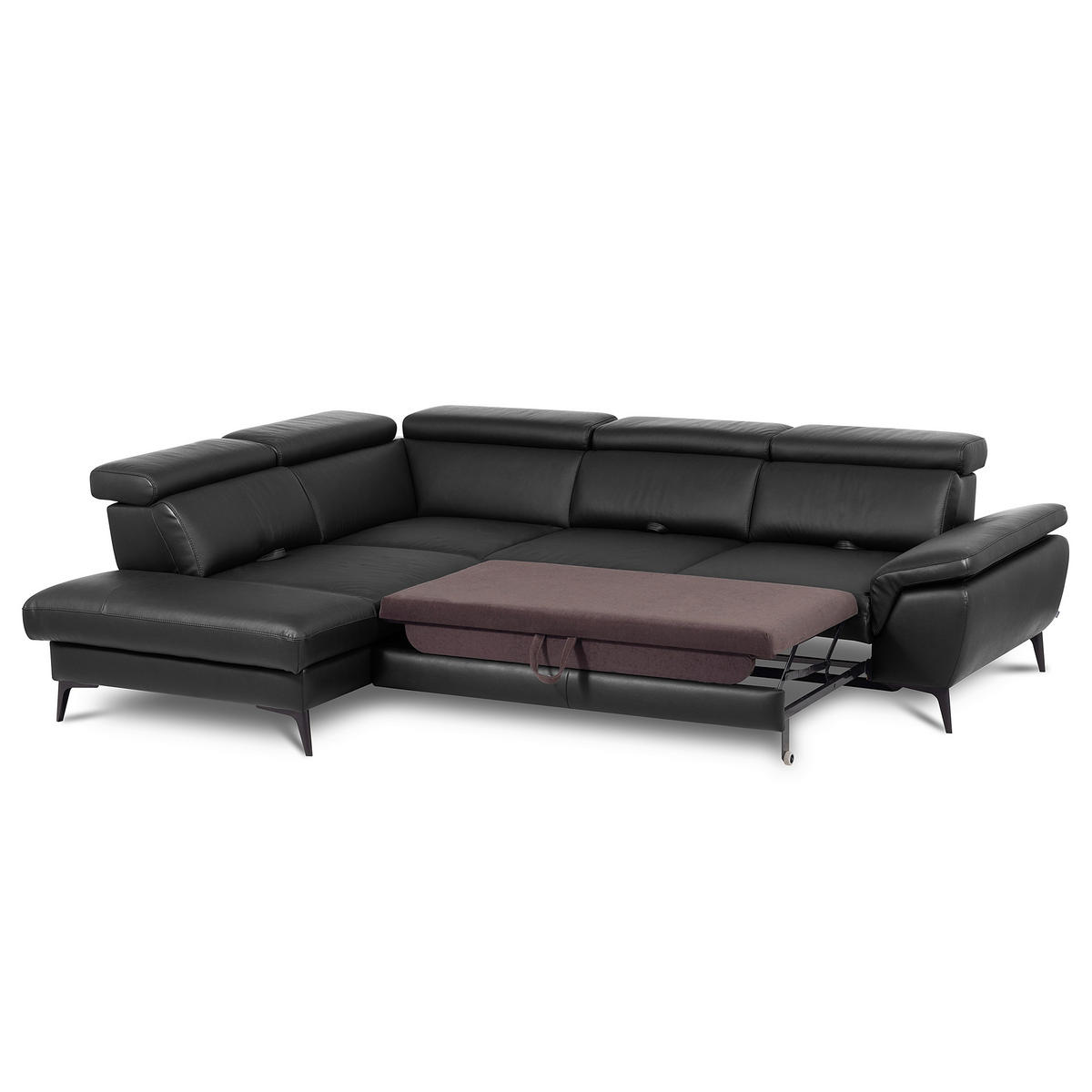 ECKSOFA  in Lederlook Echtleder Schwarz  - Schwarz, Design, Leder/Textil (220/274cm) - Livetastic