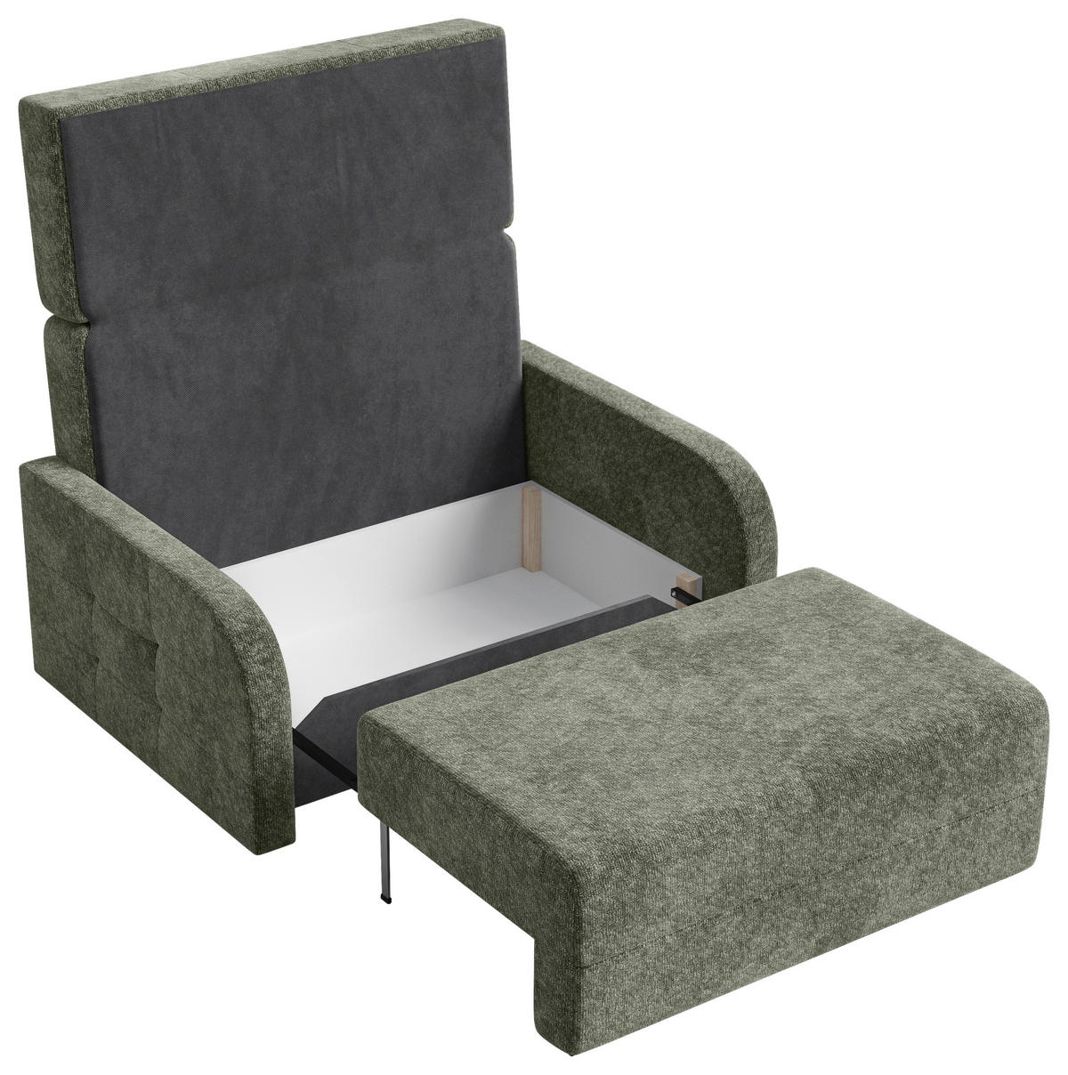 SCHLAFSOFA Chenille Dunkelgrün  inkl. Bettkasten, Schlaffunktion, Rücken echt, Liegefläche im Originalstoff  - Dunkelgrün/Schwarz, MODERN, Kunststoff/Textil (190/90/100cm) - Milino