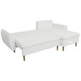 ECKSOFA Weiß Chenille Rückenkissen, Bettkasten, Schlaffunktion, Rücken echt, Liegefläche im Originalstoff  - Buchefarben/Weiß, KONVENTIONELL, Holz/Textil (244/163cm) - Carryhome