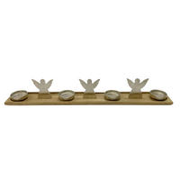 ADVENTSKERZENHALTER  - Silberfarben/Braun, LIFESTYLE, Holz/Metall (76/10/12cm) - X-Mas