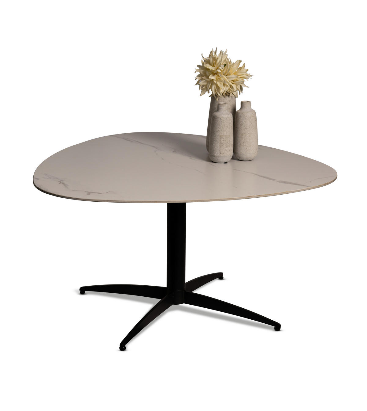 COUCHTISCH 40/40/35 cm Freiform Schwarz, Weiß  - Schwarz/Weiß, Design, Stein/Metall (40/40/35cm) - Xora