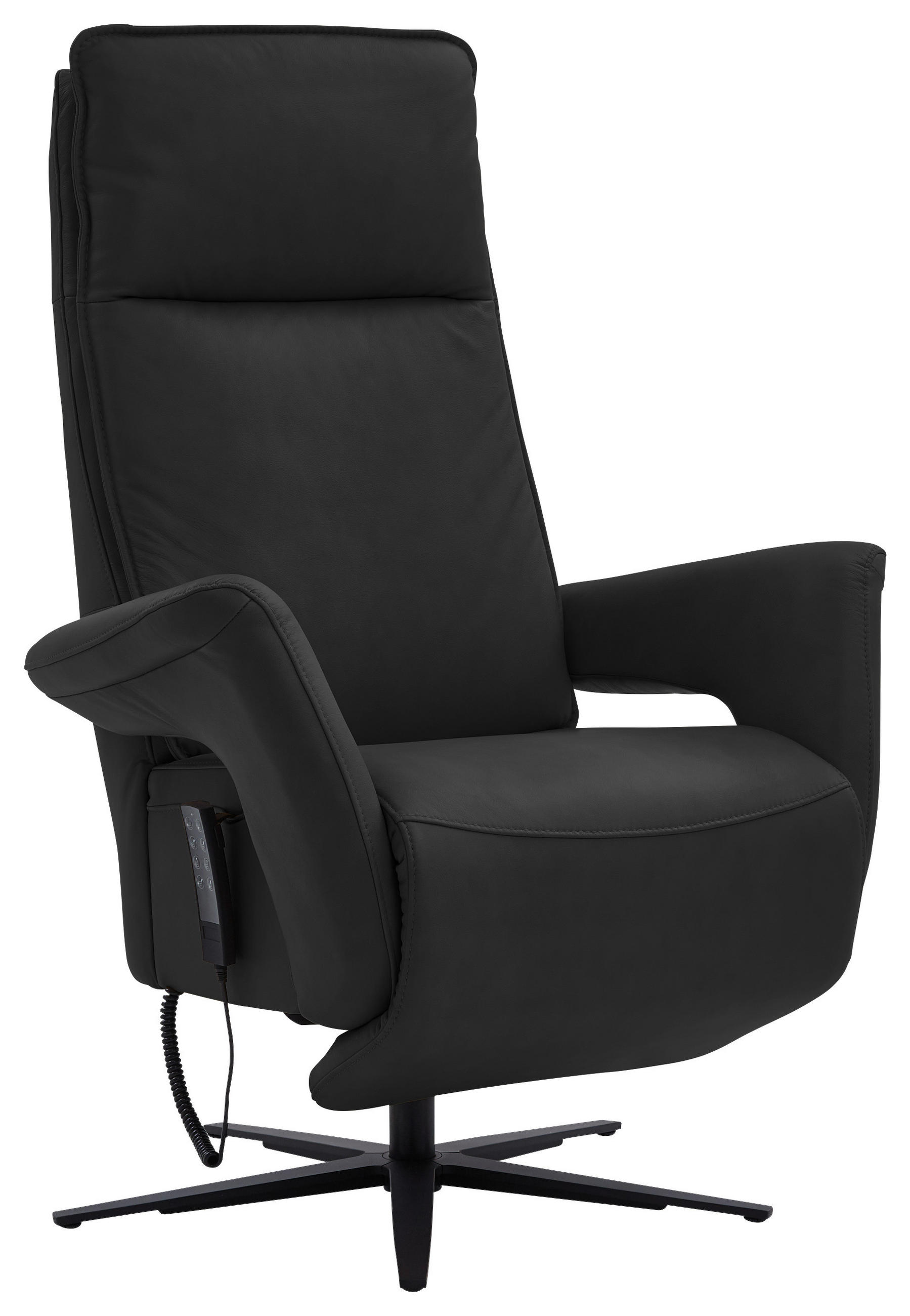 RELAXSESSEL in Leder Schwarz  - Schwarz, Design, Leder/Metall (83/123/87cm) - Valdera
