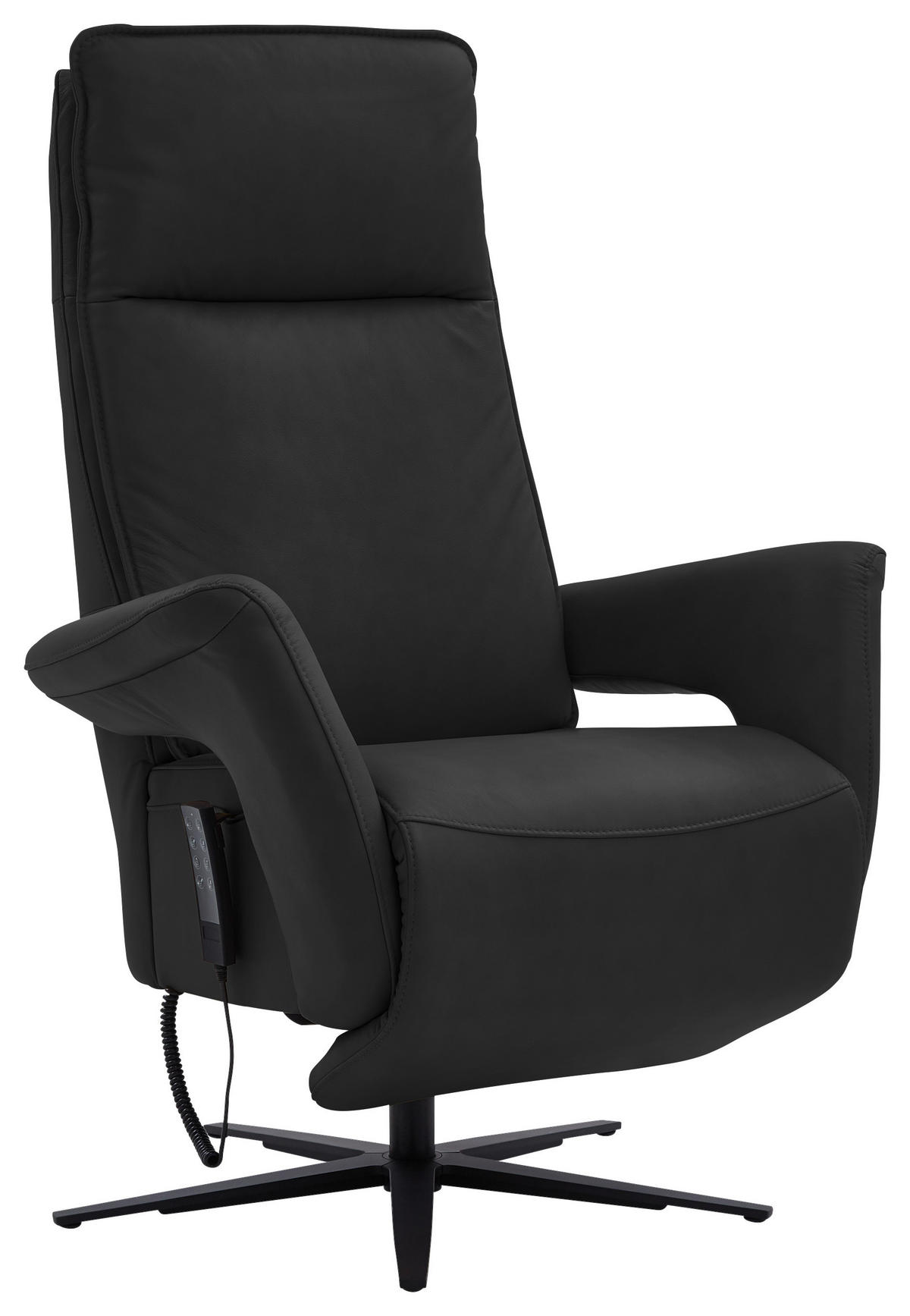 RELAXSESSEL in Leder Schwarz  - Schwarz, Design, Leder/Metall (83/123/87cm) - Valdera