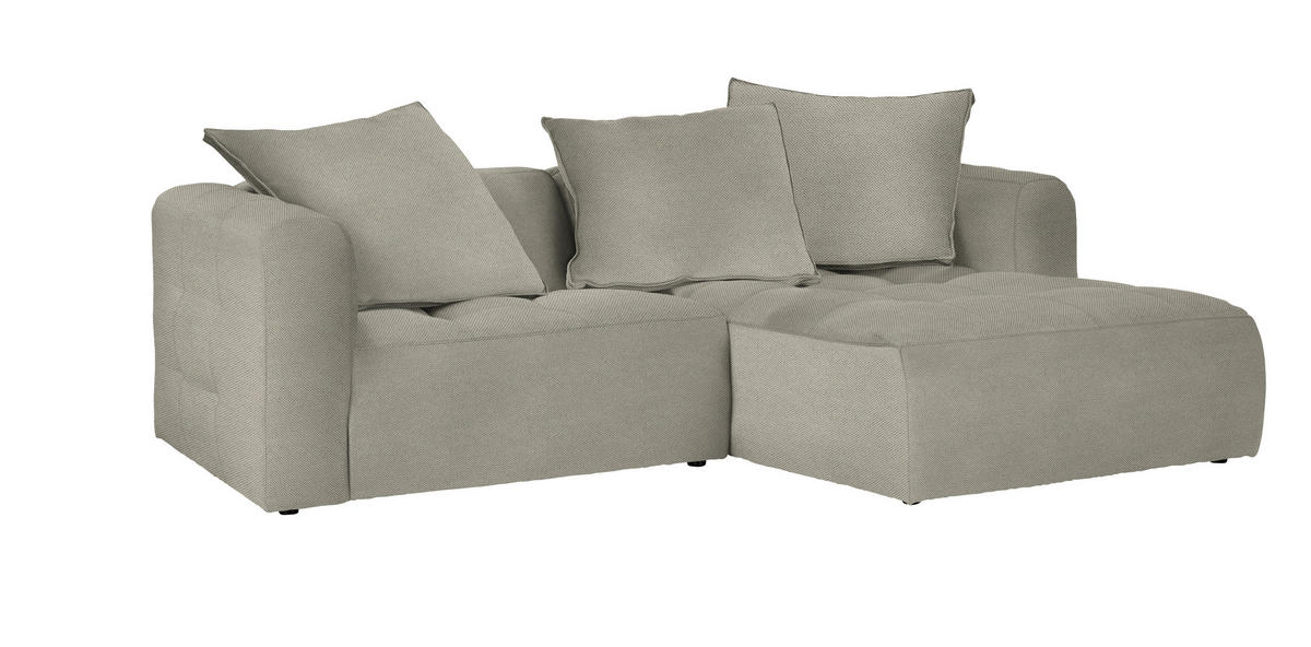 ECKSOFA in Webstoff Hellgrau  - Hellgrau/Schwarz, Lifestyle, Kunststoff/Textil (240/173cm) - Stylife