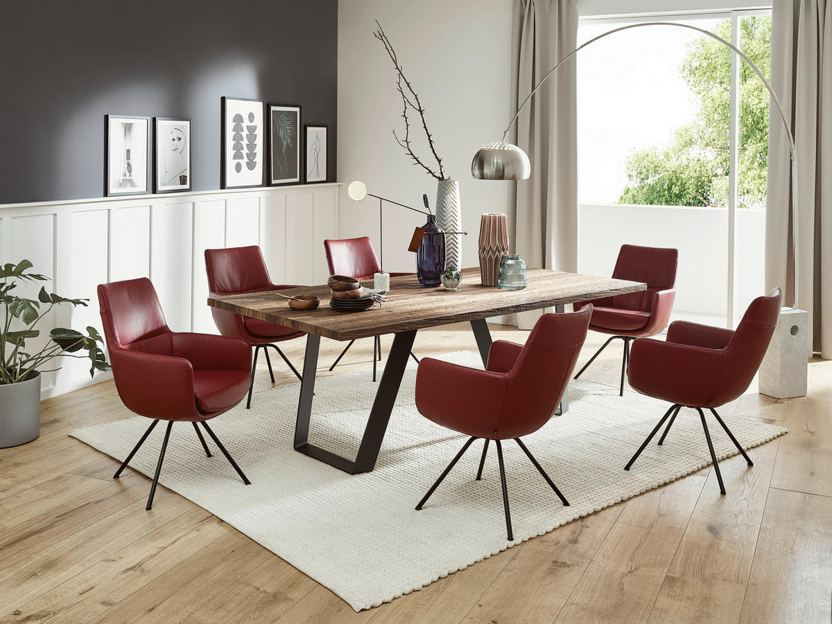ARMLEHNSTUHL  in Stahl  - Taupe/Schwarz, Design, Leder/Metall (60/90/61cm) - Dieter Knoll