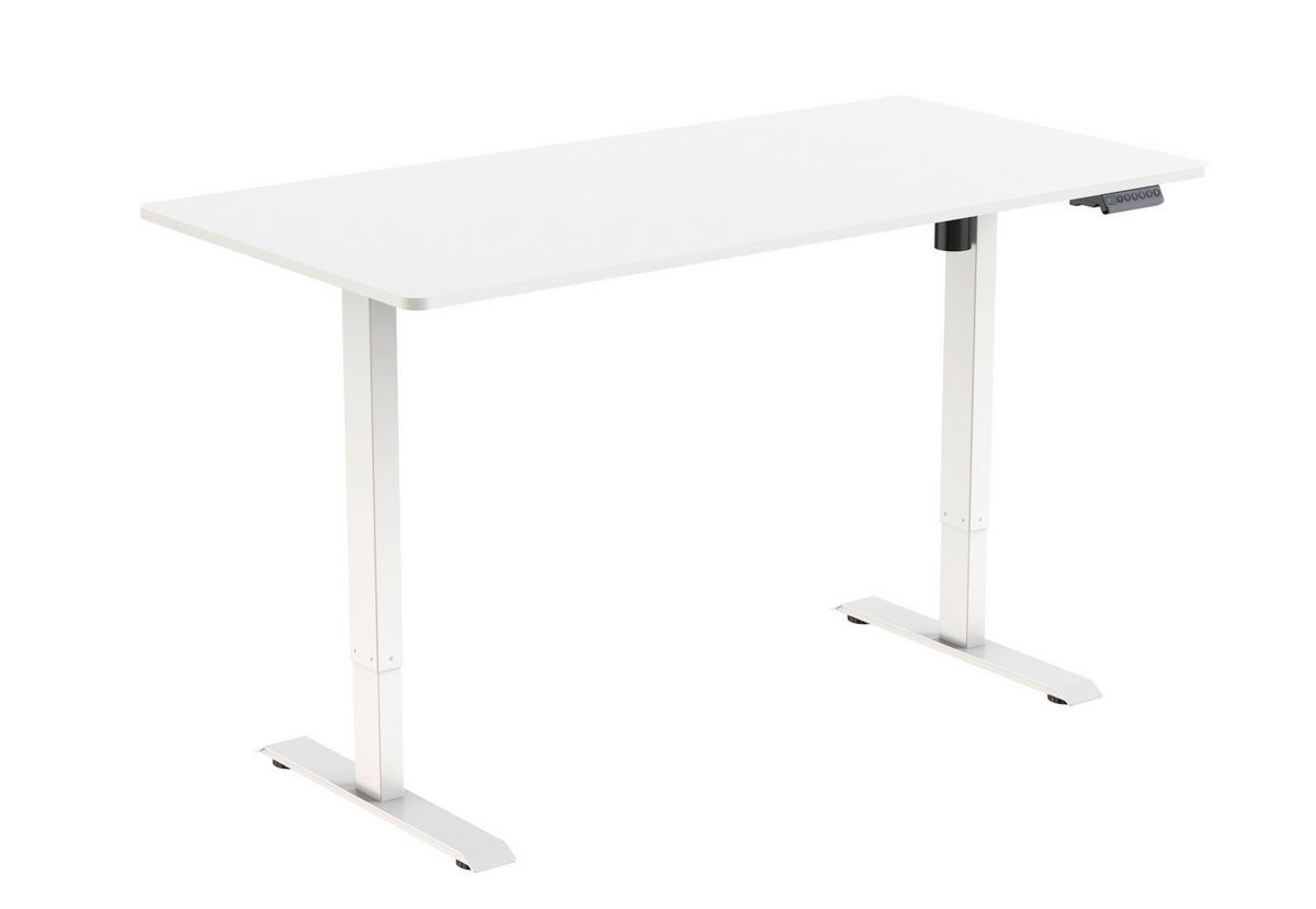 SCHREIBTISCH 160/80/73-123 cm Weiß elektrisch höhenverstellbar  - Weiß, MODERN, Holzwerkstoff/Metall (160/80/73-123cm) - Livetastic