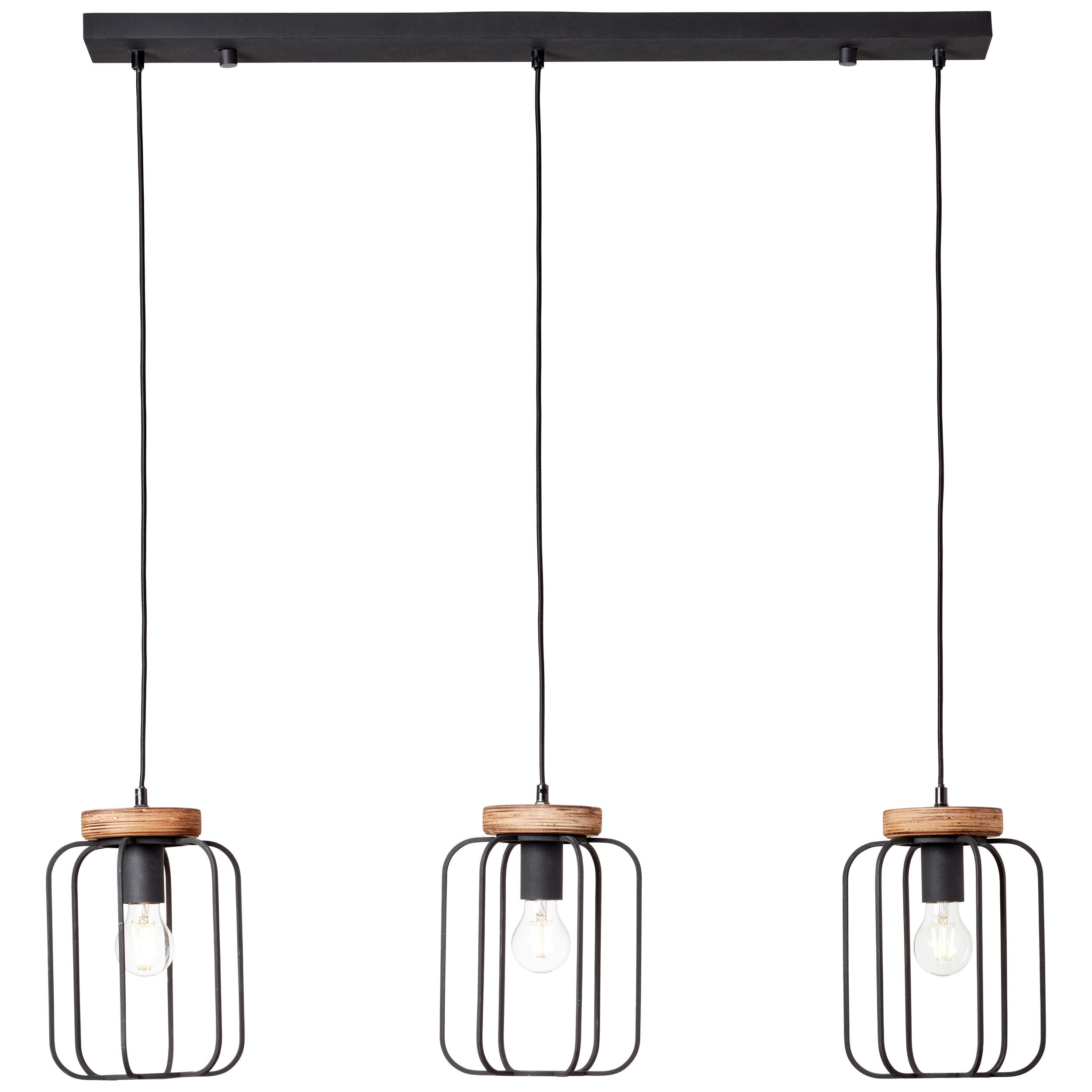 HÄNGELEUCHTE 100/20/130 cm    - Schwarz/Braun, Lifestyle, Holz/Metall (100/20/130cm) - Brilliant
