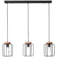 HÄNGELEUCHTE 100/20/130 cm    - Schwarz/Braun, Lifestyle, Holz/Metall (100/20/130cm) - Brilliant