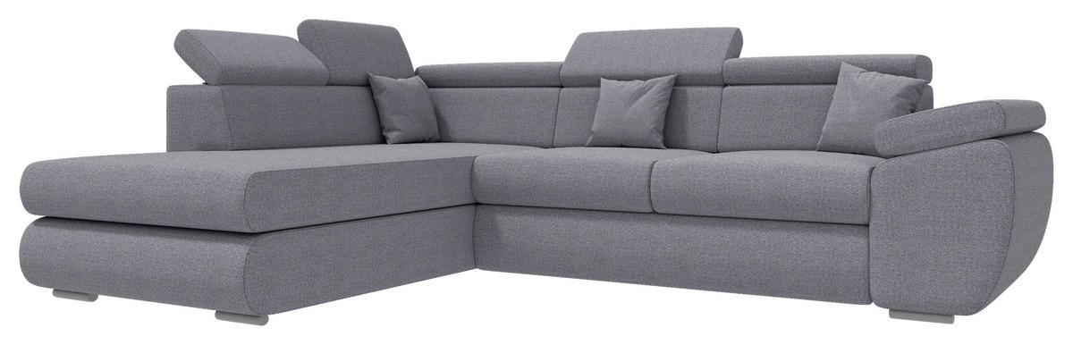 ECKSOFA Dunkelgrau Struktur  - Chromfarben/Dunkelgrau, KONVENTIONELL, Kunststoff/Textil (205/282cm) - Carryhome