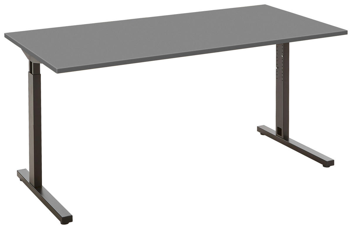 PISAĆI STOL  boje grafita, crna  drvni materijal  - boje grafita/crna, Moderno, drvni materijal/metal (160/80/70-80cm)