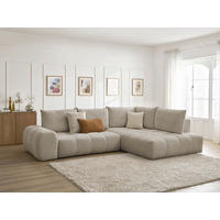 ECKSCHLAFSOFA EVEREST  mit Rücken echt, Armteil links, Armteil rechts Flachgewebe Taupe  - Taupe/Schwarz, MODERN, Kunststoff/Textil (320/212cm)