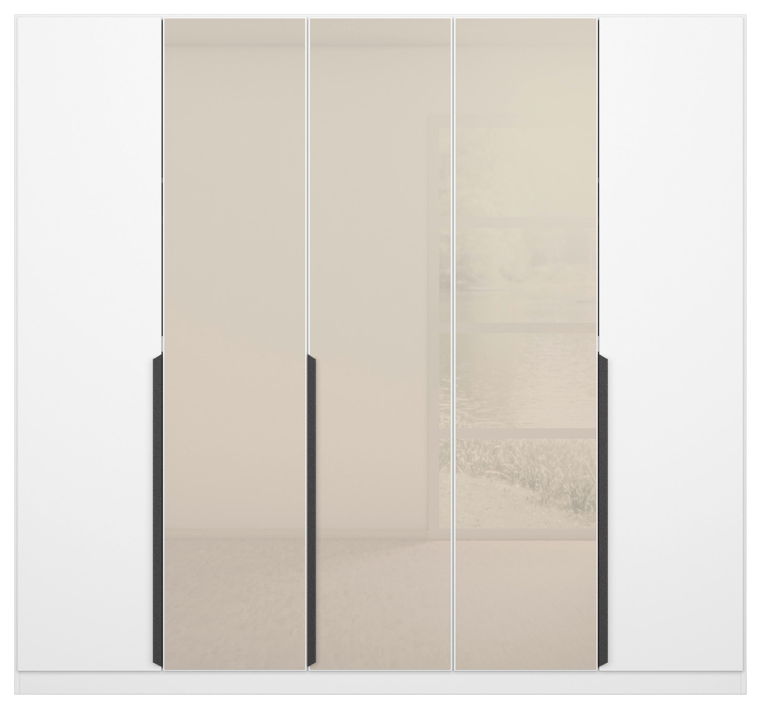 DREHTÜRENSCHRANK  in Weiß, Champagner  - Champagner/Weiß, MODERN, Glas/Holzwerkstoff (225/210/54cm) - Rauch Möbel