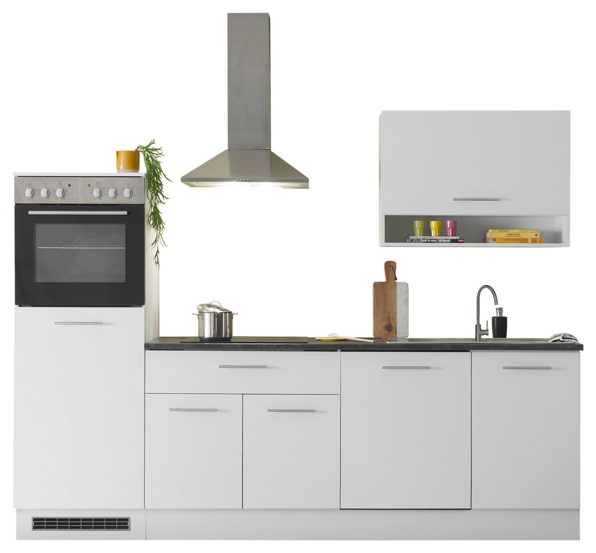 BLOK KUHINJA BEZ APARATA  siva, bijela  - bijela/siva, Konvencionalno, drvni materijal/metal (260cm) - MID.YOU