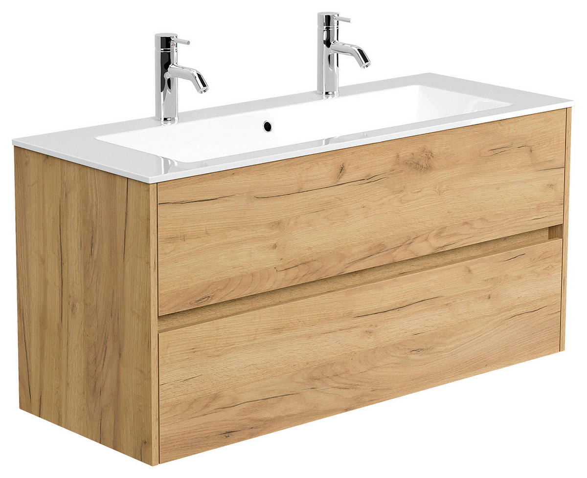 WASCHTISCHKOMBI  - Eichefarben/Weiß, MODERN, Holzwerkstoff/Stein (120/58,5/46,5cm) - MID.YOU