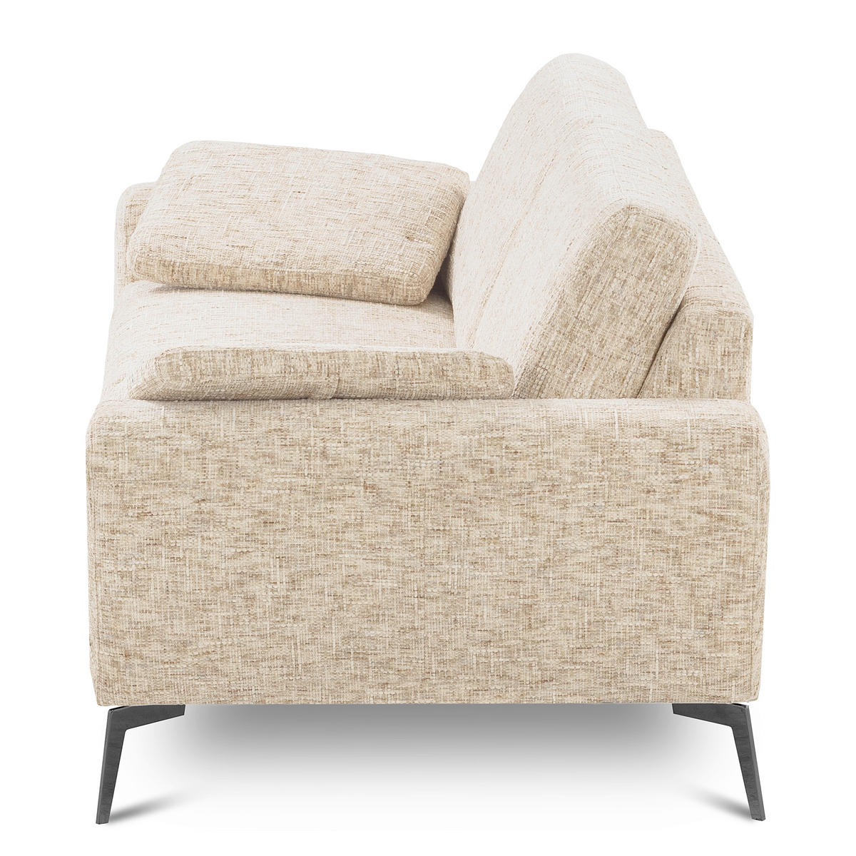 3-SITZER-SOFA SPRING Webstoff Beige  - Beige/Schwarz, Design, Textil/Metall (187/85/92cm) - Livetastic